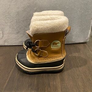 Sorel Kids Tan and Black Snow Boots